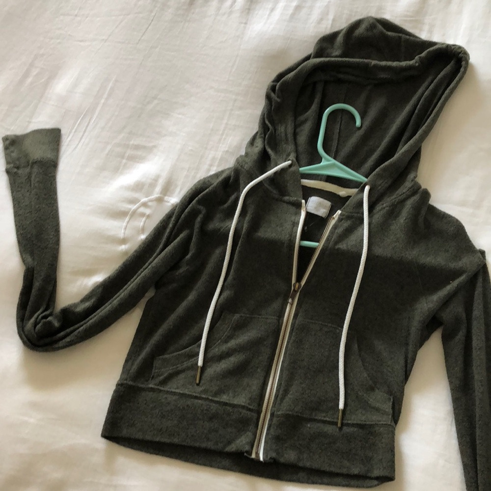 Cropped zip up hoodie